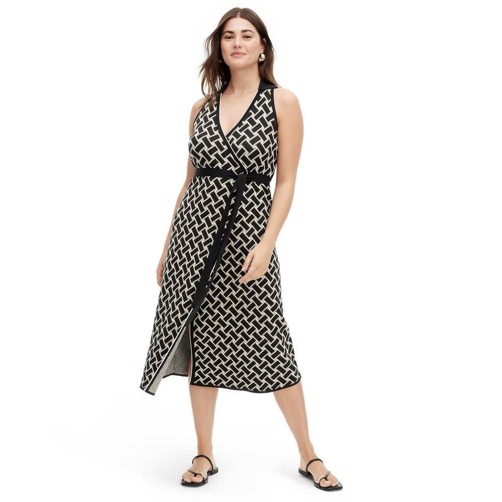 Diane Von Furstenberg X Target Vintage Weave Neutral Sweaterknit Midi Wrap Dress